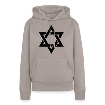 Étoile de David - Sweat à capuche Premium bio Femme - taupe - Devant - Julia (174cm)