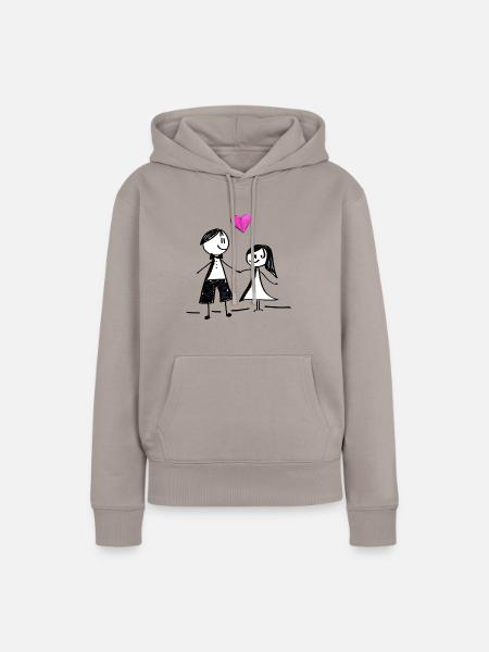 Liebe ist ... - Frauen Premium Bio Hoodie - Taupe