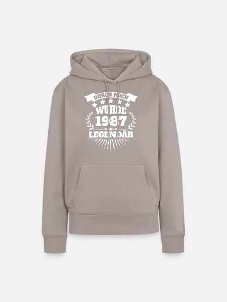1987 - Frauen Premium Bio Hoodie - Taupe