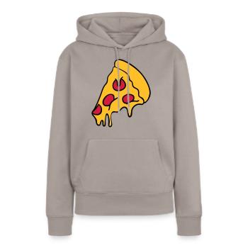 pizza tropfend käse salami stück - Frauen Premium Bio Hoodie - Taupe - Vorne - Julia (174cm)