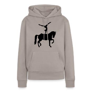 Voltige - Sweat à capuche Premium bio Femme - taupe - Devant - Julia (174cm)