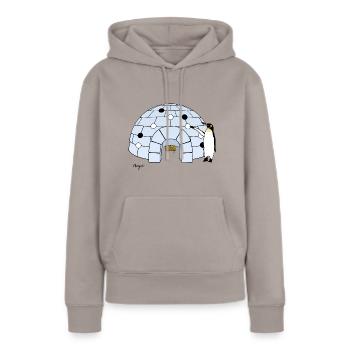 Iglo Go - Sweat à capuche Premium bio Femme - taupe - Devant - Julia (174cm)