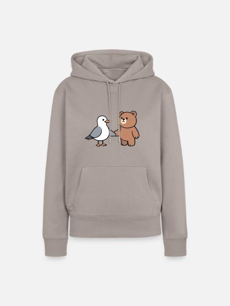 Moin Gabbiano Orso Amicizia Amore Mani Che Tengono - Felpa con cappuccio ecologica premium da donna - talpa