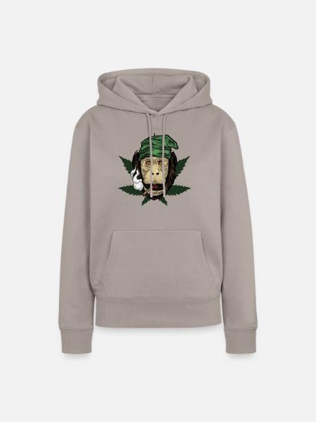 Kiffender Affe Mit Joint - Frauen Premium Bio Hoodie - Taupe