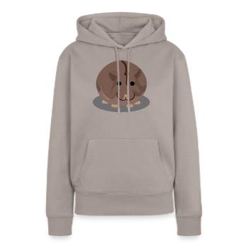 Brauner molliger Hamster - Frauen Premium Bio Hoodie - Taupe - Vorne - Julia (174cm)