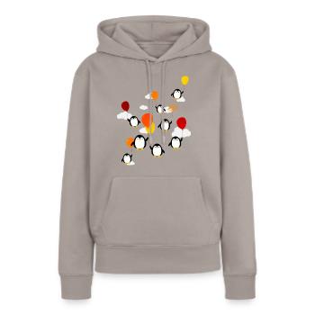 Pinguine (Luftballons) - Frauen Premium Bio Hoodie - Taupe - Vorne - Julia (174cm)