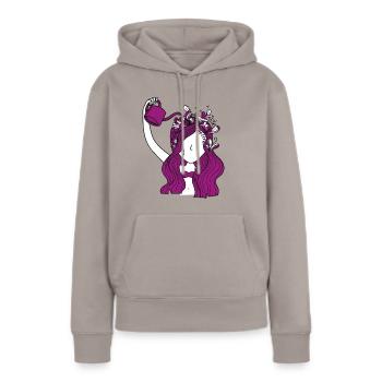 New Age hippie bizarre fille fleurs cheveux - Sweat à capuche Premium bio Femme - taupe - Devant - Julia (174cm)