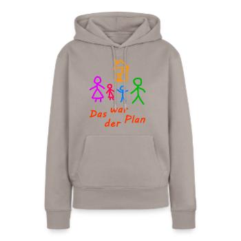 Das war der Plan - Kinderzeichnung - Frauen Premium Bio Hoodie - Taupe - Vorne - Julia (174cm)
