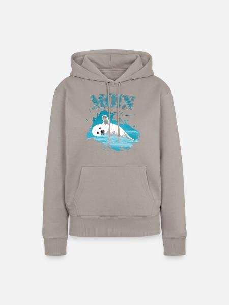 Moin Nordsee Ostsee Urlaub Insel Robbe Seehund - Frauen Premium Bio Hoodie - Taupe