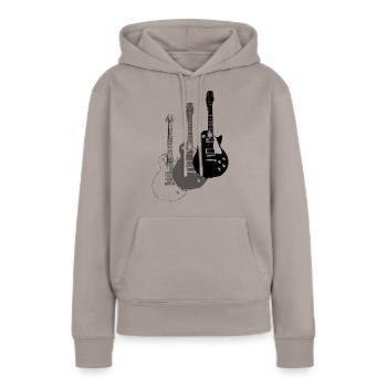 Guitares E - Sweat à capuche Premium bio Femme - taupe - Devant - Julia (174cm)