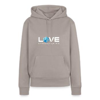 Speedcubing Liebe. Cubing-Cube-Cuber-Speedcubing - Frauen Premium Bio Hoodie - Taupe - Vorne - Julia (174cm)