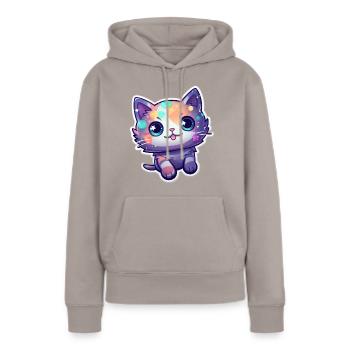 Un mignon chat - Sweat à capuche Premium bio Femme - taupe - Devant - Julia (174cm)