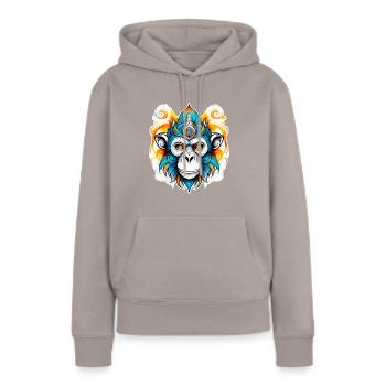 Affe Stencil - Frauen Premium Bio Hoodie - Taupe - Vorne - Julia (174cm)