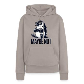 pingouin cool avec des lunettes de soleil apathique - Sweat à capuche Premium bio Femme - taupe - Devant - Julia (174cm)