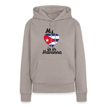 mon cœur havane cuba cuban cuba Cuba - Sweat à capuche Premium bio Femme - taupe - Devant - Julia (174cm)