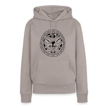 Maori visage peuple - Sweat à capuche Premium bio Femme - taupe - Devant - Julia (174cm)
