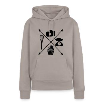 faire cuire au four - Sweat à capuche Premium bio Femme - taupe - Devant - Julia (174cm)