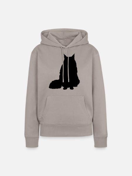 Vektor Katze Silhouette - Frauen Premium Bio Hoodie - Taupe