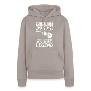 Contrebasse légende contrebasse - Sweat à capuche Premium bio Femme - taupe - Devant - Julia (174cm)