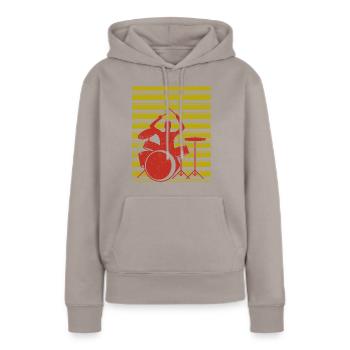Schlagzeuger Schlagzeug - Frauen Premium Bio Hoodie - Taupe - Vorne - Julia (174cm)