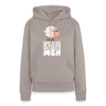 Good Taste In Sheeps Bad Taste In Men - Frauen Premium Bio Hoodie - Taupe - Vorne - Julia (174cm)