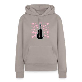 Contrebasse - Sweat à capuche Premium bio Femme - taupe - Devant - Julia (174cm)