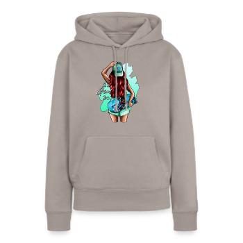 SkateR Girl - rothaarig - Frauen Premium Bio Hoodie - Taupe - Vorne - Julia (174cm)