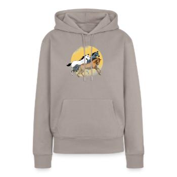 Chevaux sauvages Chevaux de course - Sweat à capuche Premium bio Femme - taupe - Devant - Julia (174cm)