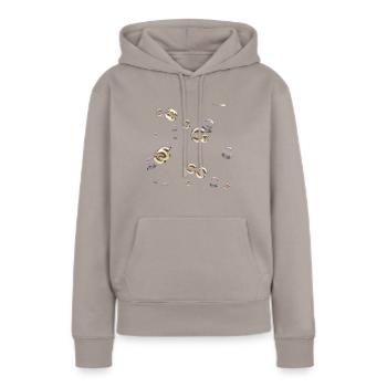 ne touche pas mes bulles - Sweat à capuche Premium bio Femme - taupe - Devant - Julia (174cm)