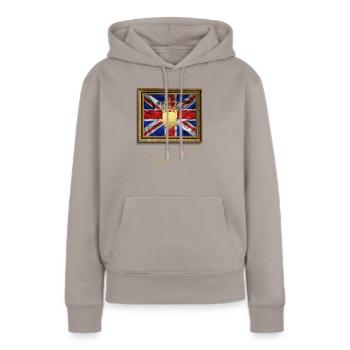 Couronnement du roi britannique Charles Angleterre Drapeau - Sweat à capuche Premium bio Femme - taupe - Devant - Julia (174cm)