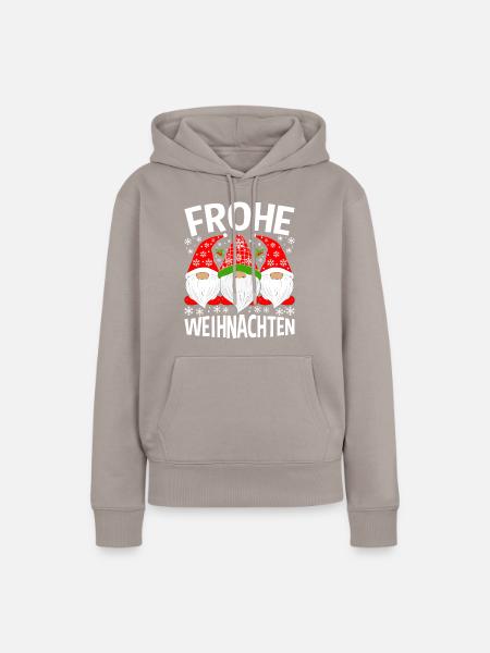 Frohe Weihnachten Gnom - Frauen Premium Bio Hoodie - Taupe