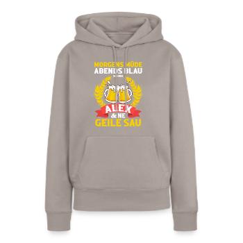 Alex - Frauen Premium Bio Hoodie - Taupe - Vorne - Julia (174cm)