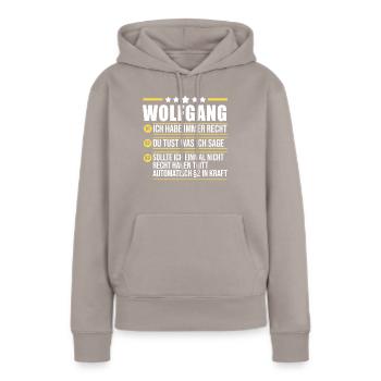 Wolfgang - Frauen Premium Bio Hoodie - Taupe - Vorne - Julia (174cm)