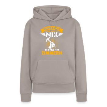 Zimmermann Zimmerer Zimmerei - Frauen Premium Bio Hoodie - Taupe - Vorne - Julia (174cm)