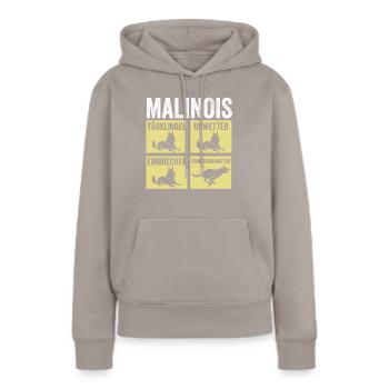 Hund Malinois - Frauen Premium Bio Hoodie - Taupe - Vorne - Julia (174cm)