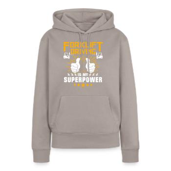 Chariot élévateur Conducteur de chariot élévateur - Sweat à capuche Premium bio Femme - taupe - Devant - Julia (174cm)