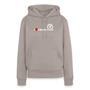 Zimmermann Liebe Zimmermänner - Frauen Premium Bio Hoodie - Taupe - Vorne - Julia (174cm)
