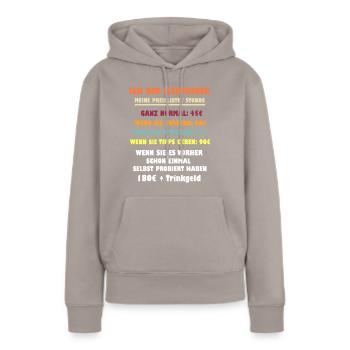 Ich bin Elektriker Preisliste - Frauen Premium Bio Hoodie - Taupe - Vorne - Julia (174cm)