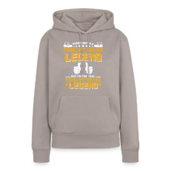 Conducteur de chariot élévateur Chariot élévateur - Sweat à capuche Premium bio Femme - taupe - Devant - Julia (174cm)