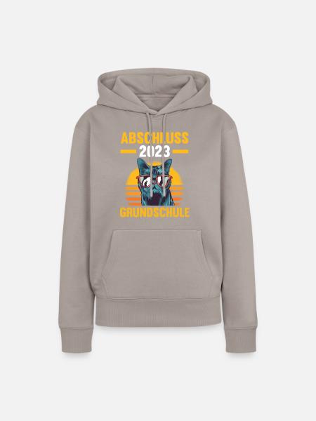 Schulabschluss 2023 Katze Grundschule - Frauen Premium Bio Hoodie - Taupe