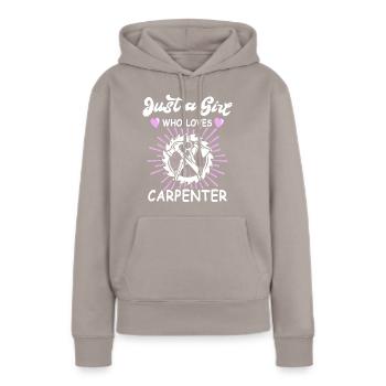 Charpentier, charpentier, charpentier, - Sweat à capuche Premium bio Femme - taupe - Devant - Julia (174cm)