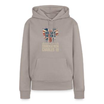 Couronnement du roi britannique Charles Angleterre Drapeau - Sweat à capuche Premium bio Femme - taupe - Devant - Julia (174cm)