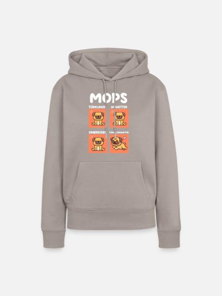 Hund Mops - Frauen Premium Bio Hoodie - Taupe