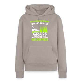 Rasenmäher Rasen Mähen - Frauen Premium Bio Hoodie - Taupe - Vorne - Julia (174cm)