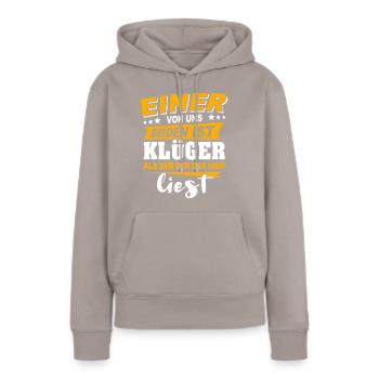 Klüger Als Du - Frauen Premium Bio Hoodie - Taupe - Vorne - Julia (174cm)
