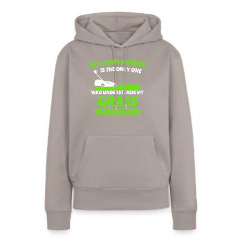 Rasenmäher Rasen Mähen - Frauen Premium Bio Hoodie - Taupe - Vorne - Julia (174cm)