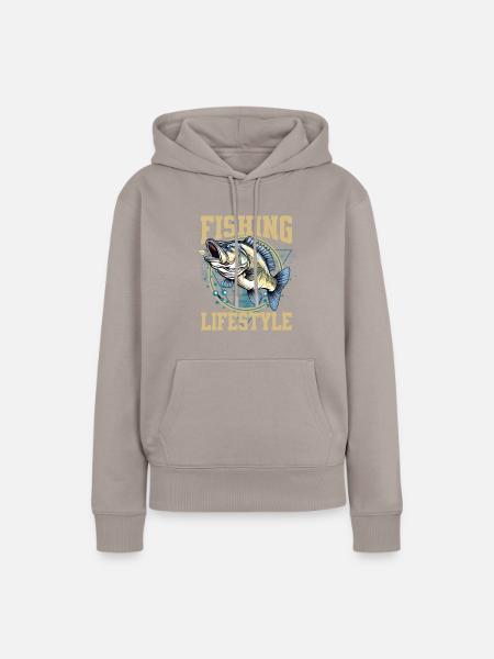 Angeln Lebensstil - Frauen Premium Bio Hoodie - Taupe