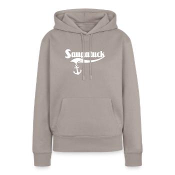 Saugatuck (Michigan) - Sweat à capuche Premium bio Femme - taupe - Devant - Julia (174cm)