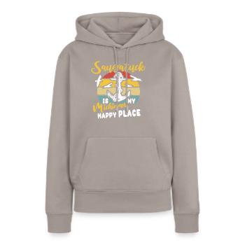 Saugatuck (Michigan) - Sweat à capuche Premium bio Femme - taupe - Devant - Julia (174cm)