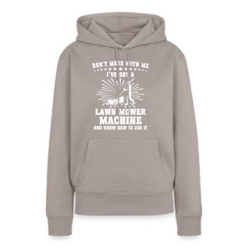 Tondeuse - Sweat à capuche Premium bio Femme - taupe - Devant - Julia (174cm)